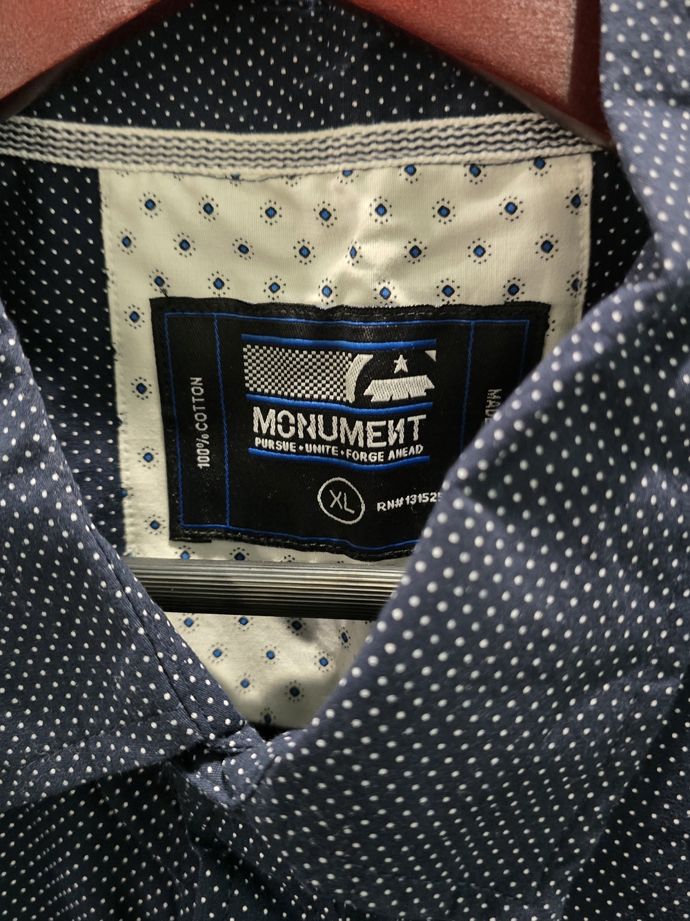 Monument Men’s Navy Short-Sleeve Button-Down Shirt - Picture 3 of 6
